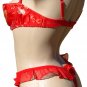 SEXY RED ASIAN BROCADE OPEN CUP SHELF BRA -- SIZE 36 or SIZE 38