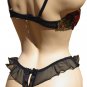 SEXY BLACK ASIAN BROCADE & SHEER NYLON FLUTTER THONG - ONE SIZE