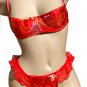 SEXY RED ASIAN BROCADE & SHEER NYLON FLUTTER SIDE THONG - ONE SIZE