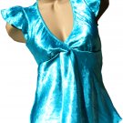 SUPER SALE* SEXY AQUA BABYDOLL TOP W/ FLUTTER SLEEVES & SWEETHEART NECKLINE* SMALL* or LARGE*