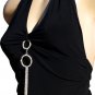 SUPER SALE* SEXY BLACK HALTER CLUB TOP W/ RHINESTONE CIRCLE DANGLES* SMALL *MEDIUM or *LARGE