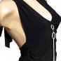 SUPER SALE* SEXY BLACK HALTER CLUB TOP W/ RHINESTONE CIRCLE DANGLES* SMALL *MEDIUM or *LARGE