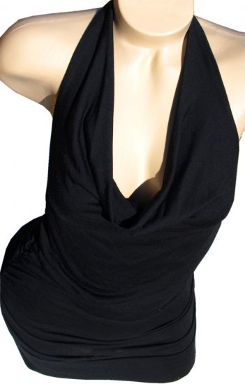 SUPER SALE* SEXY BLACK HALTER TUNIC CLUB TOP MINI DRESS* SMALL* or *LARGE