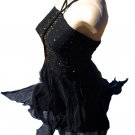 SUPER SALE* SEXY BLACK STRAPLESS HALTER GYPSY BOHO BEADED DRESS* SMALL MEDIUM or MEDIUM LARGE