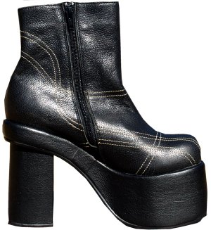 SUPER SALE*  BLACK GENUINE LEATHER ZIP SIDE PLATFORM ANKLE BOOTS* SIZE 9