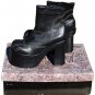 SUPER SALE*  BLACK GENUINE LEATHER ZIP SIDE PLATFORM ANKLE BOOTS* SIZE 9