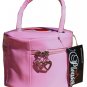 SUPER SALE* SEXY PINK PATENT RED HEART ZIP AROUND MAKE-UP BAG PURSE