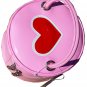 SUPER SALE* SEXY PINK PATENT RED HEART ZIP AROUND MAKE-UP BAG PURSE