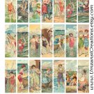 23 VINTAGE BEACH LADIES images for Microscope Slide Collage Sheet - Digital Download - Size 1x3