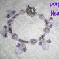 Purple Hearts, Sterling Purple Lampwork Crystal Bracelet