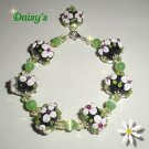 Daisy's, Sterling Chunky Floral Lampwork Bracelet