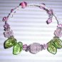 Pink & Green Floral Crystal Bracelet