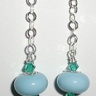 Sterling Aqua Lampwork Dangle Earrings