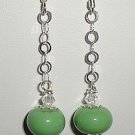 Sterling Green Lampwork Dangle Earrings