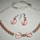 Peach Hearts Necklace & Earring Set