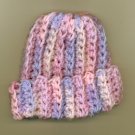 CROCHETED BABY HAT, MIXED PASTELS, PREEMIE PLUS SIZE