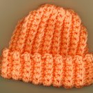 CROCHETED BABY CAP, ORANGE SHERBET RIBBED HAT,PREEMIE SIZE
