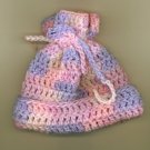 CROCHETED BABY CAP...PASTEL TASSLETOP CUTIE NEWBORN SIZE