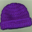 CROCHETED BABY CAP..PURELY PURPLE RIBBED HAT..NEWBORN SIZE