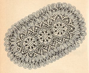 Crochet - Oval Ruffled Doily (ref: e1023c)