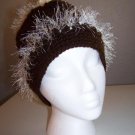 Crochet PonyTail Hat Brown with Ecru
