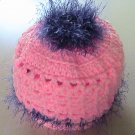 Crochet PonyTail Hat Pink with Lavendar Girls