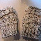Crochet Fingerless Mitts Tweed Beige