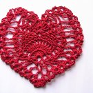 Heart Coaster or Applique - Crochet - Red