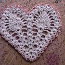 Heart Coaster or Applique - Crochet - Pink N' White