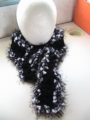 Crocheted Bumpy Black and White Scarf