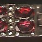 Sterling Silver Oval Cut Garnet and Marcasite Bracelet