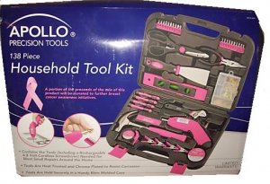 APOLLO 138 PIECE PINK HOUSEHOLD TOOL KIT