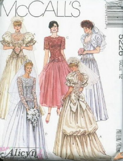 McCalls 5226 Bridal Bridesmaid Mother of Bride Size 12 Sewing Pattern