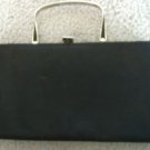 Vintage 1960's black satin evening purse with metal handle