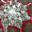 Vintage Fabric Lace Red & Off White Crocheted Doily Runner