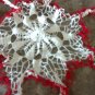 Vintage Fabric Lace Red & Off White Crocheted Doily Runner