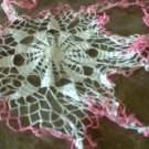 Vintage Fabric Lace Pink & Off White Crocheted Doily Runner