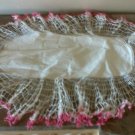 Vintage Fabric Lace Pink & Off White Crocheted Doily Table Runner
