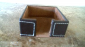 Stitched Dark Brown Leather 3 X 3 Post-It&Acirc;&reg; Note Holder - small