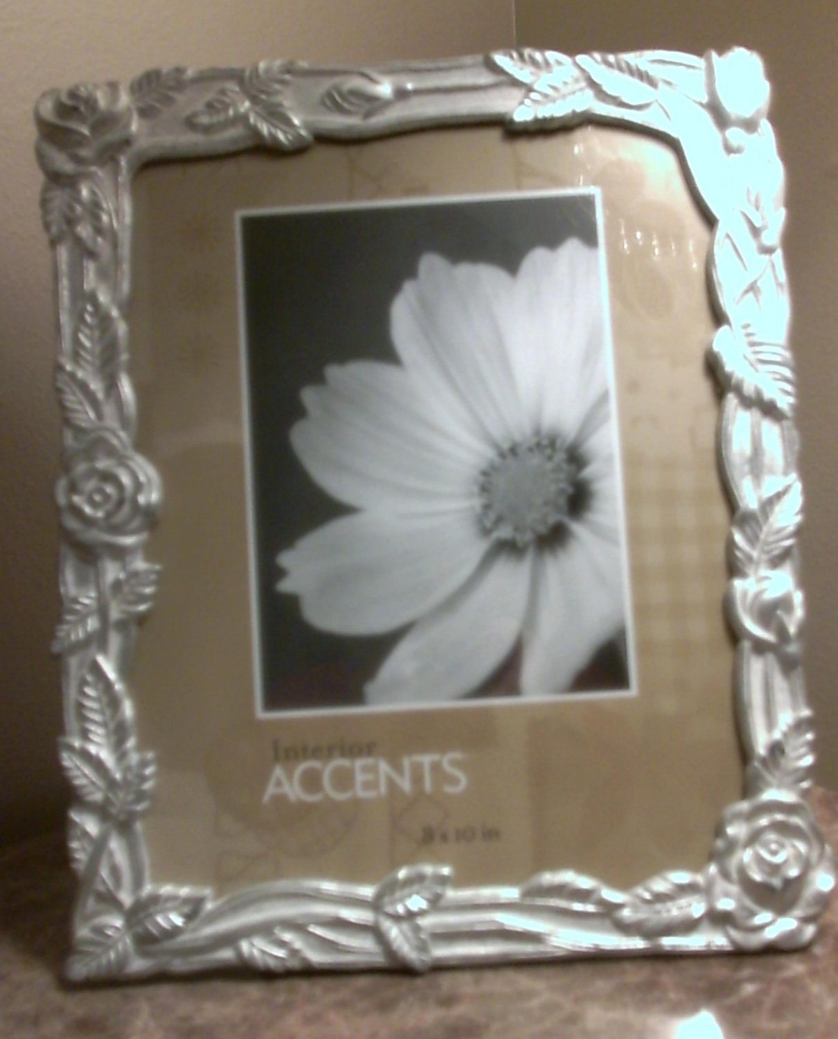 Interior Accents Frames 8" x 10" Roses Wedding Picture Frame in Silver