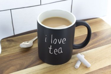 Chalkboard 10 oz mug - Black WRITE IT Coffee Mug Tea Vintage Cute Create Your Own Cup Large