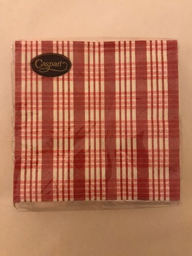 Entertaining with Caspari Red Plaid Gingham Picnic Cocktail Lunch Napkins, Red, (Pack of 20)