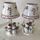 Christmas Snowman Candy Cane Candle Lamp Candleholders - 2 Candle Lamps