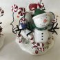 Christmas Snowman Candy Cane Candle Lamp Candleholders - 2 Candle Lamps