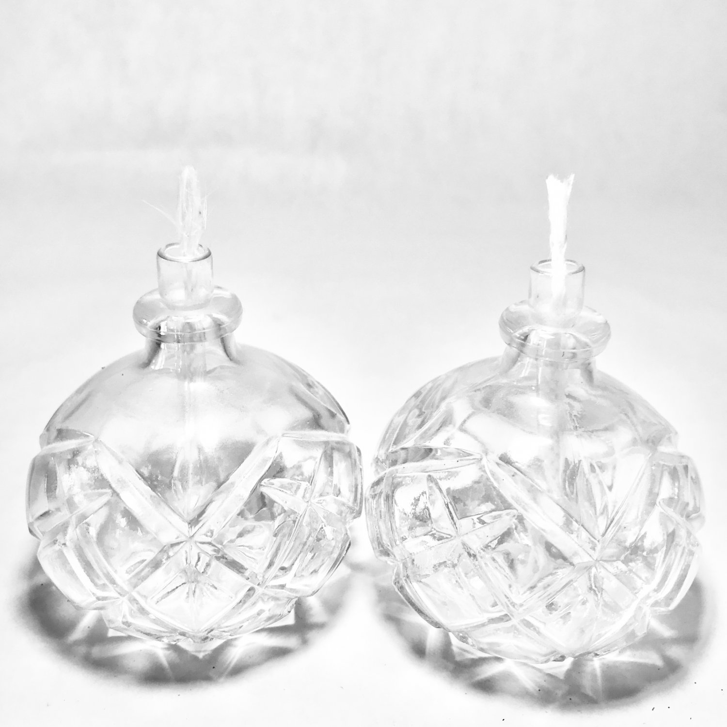 Rare Vintage pair of glass oil lamps Art Deco made in Austria by
