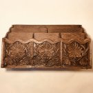 Vintage LERNER Carved Faux Wood Letter Holder Mail Organizer Desk Caddy