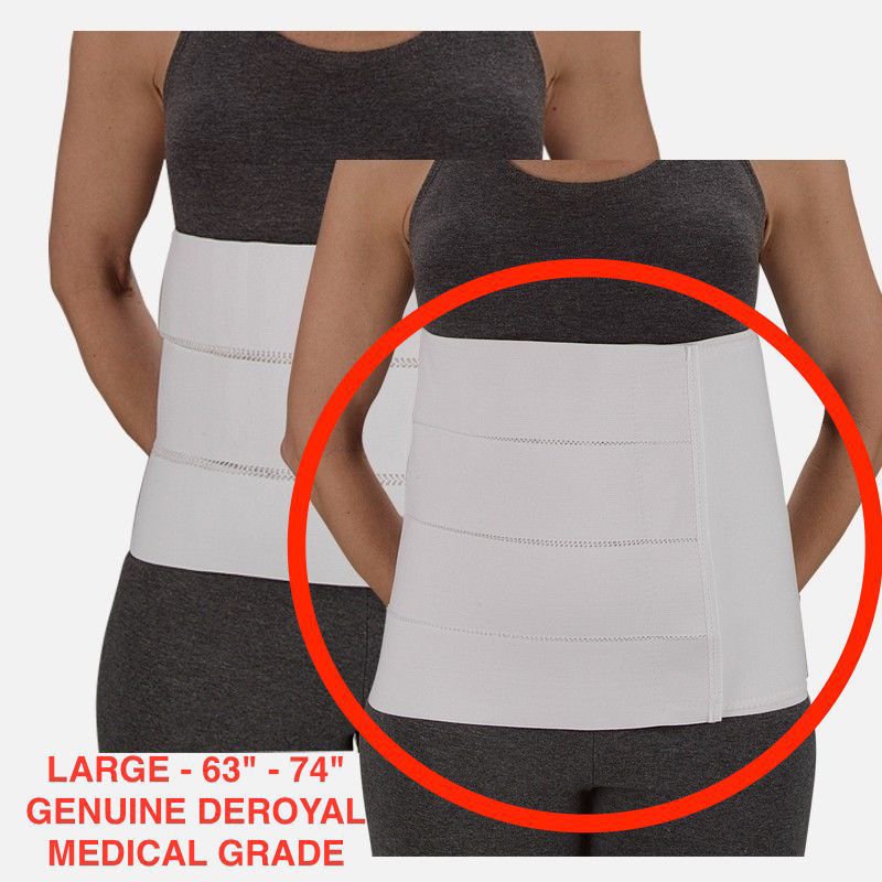 DeRoyal Sized 12 Inch Four Panel Abdominal Binder Hook & loop closure