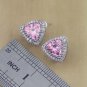 925 Silver Pink Sapphire Tourmaline Pierced Stud Earrings - Womens Jewelry