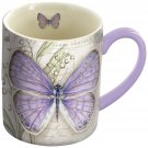 LANG - 14 oz. Ceramic Coffee Tea Mug -Lavender Butterfly, Lilly of the Valley