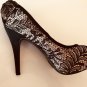 STEVE MADDEN Black Lace Peep Pumps High Heels - Size 9 Women's Shoes
